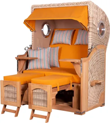 Produktbild von Strandkorb-Set - bene living - Ammersee Teak - PE shell - Modell 586 - inkl. Liftersystem