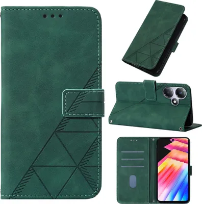 Produktbild von Hülle für Infinix Hot 30 Play NFC Prägung Flip Leder Kartenfächer Schutzhülle mit Ständer Grün