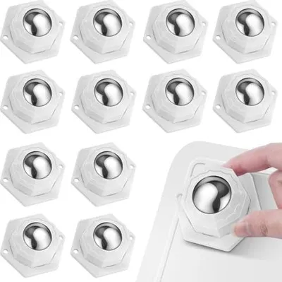 Produktbild von Flintronic 12 Stück Kugelrollen, Schwerlast Möbelrollen, 360? Drehbar Rollen, Selbstklebendes & Schrauben Installation, Lenkrollen Gummirollen, Möbelrollen für Transport von Möbeln, Waren(Weiß)