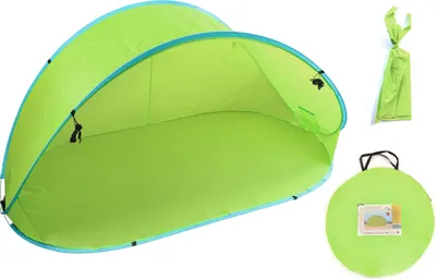 Produktbild von XXL Pop-up Wurfzelt Strandmuschel Strandzelt Sonnenschutz grün mit Heringen & Tragetasche 215*115*93cm für 3-4 Personen