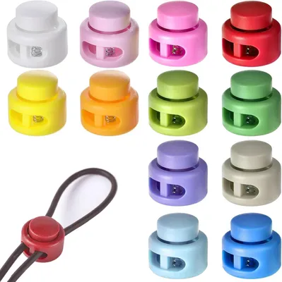 Produktbild von 12 Stück Kordelstopper mit 2 Löchern in verschiedenen Farben