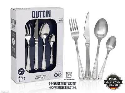 Produktbild von Besteckset 24 Teilig für 6 Personen – Polierter Edelstahl Spülmaschinenfest