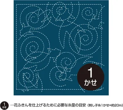 Zdjęcie produktu dla Olympus Sashiko Sampler (tylko tkanina) "Hana Fukin (Navy) Goldfish", tkanina drukowana, 31x31cm, oryginał z Japonii