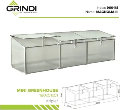 Produktbild von Frühbeetaufsatz - Mini Gewächshaus - Hochbeet Balkon 180x51x51 - dreifach