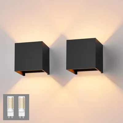 Obrázek produktu pro Moderní LED nástěnná lampa pro vnitřní i venkovní použití, teplá bílá 3000 K, černá, IP54