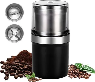 Image de Moulin à café électrique avec double corps en acier inoxydable et boîtier en ABS, noir