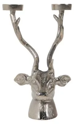 Productafbeelding van Mars & More kaarsenhouder, hertenhoofd, zilver, 37x24 cm
