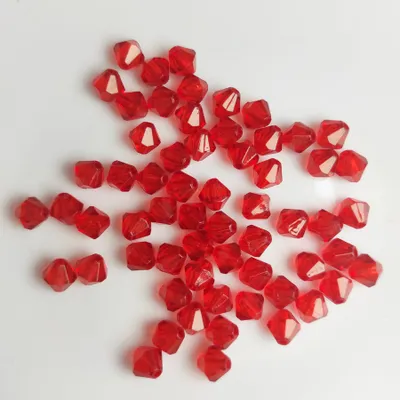 Image de Bicone double cône 100 pièces perles acryliques cristal perles en vrac avec trou , 4 mm 100 pièces, rouge
