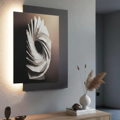 Produktbild von LED Wandbild mit indirekter Beleuchtung, modernes Wandbild mit Licht, USB, Fernbedienung, 60×80 cm WD006