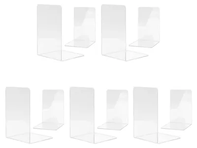 Buchstützen aus Acryl, transparent, 5 Paar, für Büro & Schule