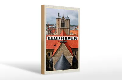 Produktbild von Holzschild Städte Braunschweig Dom Kirche 20x30cm