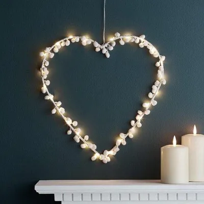 Image de Guirlandes lumineuses LED - Ambiance romantique - 32 x 32 cm - Blanc - Fonction minuterie