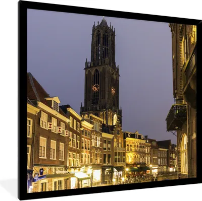 Produktbild von MuchoWow® Gerahmtes Poster Utrecht - Wasser - Licht 40x40 cm - Poster mit Schwarzem Bilderrahmen Wandposter Rahmen Foto Bilder - Mit Rahmen - Wanddekoration Schlafzimmer