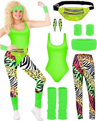 Produktbild von BIQIQI 80er Jahre Outfit Damen Set Retro Trainingsanzug Kostüm XL