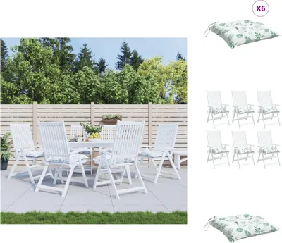 Obrázok produktu pre vidaXL Vankúš na stoličku 6 ks Vzor listov 50x50x7 cm Oxfordská tkanina - Vankúš na sedenie