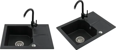 Obrázok produktu pre Kuchynský granitový drez Bergström drez na zabudovanie 600x435mm výber farby, farba:grafitová