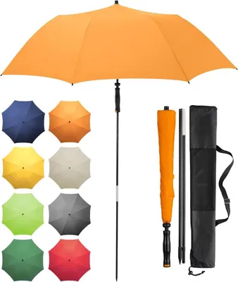 Immagine prodotto di Ombrello parasole con protezione UV - Ombrello pieghevole compatto - Protezione solare - - Diametro 147 cm - Arancione