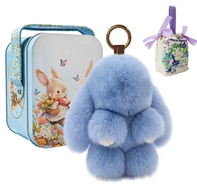 Produktbild von Plüschhase Schlüsselanhänger 15 cm, blau, für Tasche