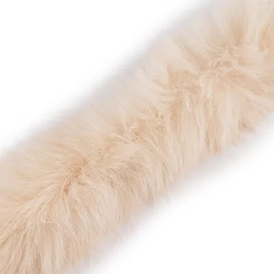 Hochwertige Fellborte 7 cm in Creme – Detailansicht des weichen Kunstfells.
