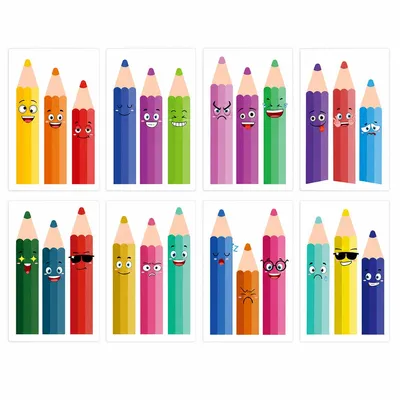Produktbild von 8er-Set Back-to-School Fensteraufkleber, statische Fenstersticker mit Buntstift-Motiv, wiederverwendbare Fensterdeko für Schulanfang
