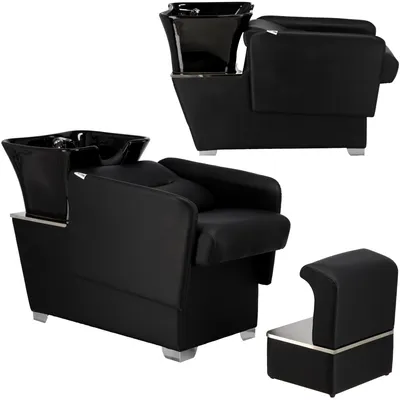 Produktbild von Rückwärtswaschbecken Alma für Friseursalon & Barbershop - Waschplatz mit schwenkbarer Keramikschale, Armatur & Brause