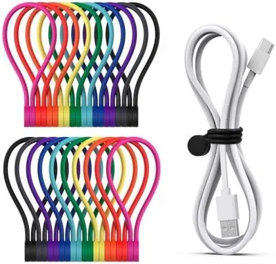 Produktbild von Wiederverwendbare Magnetische Kabelbinder, Multifunktionale Silikon Magnet Kabelbinder für Kabelmanagement und Organisieren, 10 Farben Magnetic Cable Ties, 182 mm(20 Stück, Bunt)