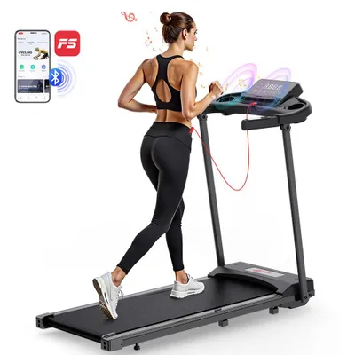 Obrázek produktu pro Domácí skládací běžecký pás, 12 sportovních režimů, běžecký pás s rychlostí 12 km/h, 3-v-1 chodící pás s madlem, tichý, vhodný k psacímu stolu, pro seniory