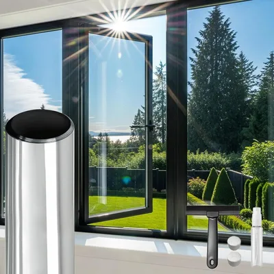 Produktbild von Sonnenschutzfolie - Hitzeschutz- und Spiegelfolie für Fenster - 30x200 cm