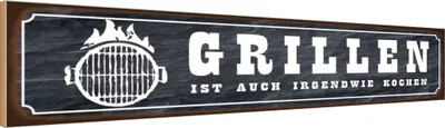 Produktbild von vianmo Holzschild 10x46 cm Grillen ist auch Kochen Essen Trinken