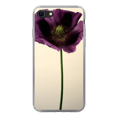 Produktbild von MuchoWow® Handyhülle Schutzhülle Hülle für iPhone SE 2020 Nahaufnahme eines violetten Mohns Silikon Softcase Handy Hülle - Kartenbesitzer