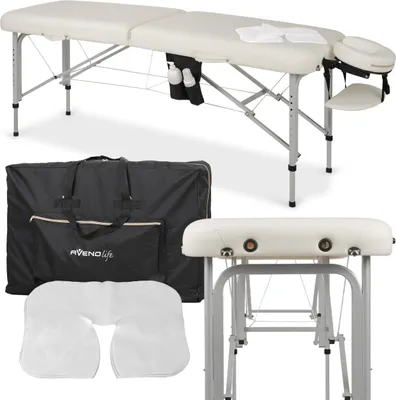 Produktbild von Habys Vera 2 Zonen Aluminium Massageliege | Massageliege Klappbar Kosmetikliege Massagetisch | Höhenverstellbar Tragebares | Weiß | 185x60 cm