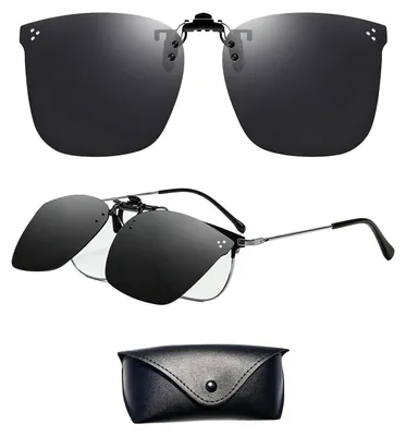 Image de Lunettes de soleil polarisées à clipser, protection UV400, avec étui en cuir