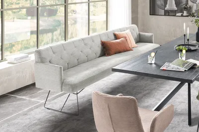 Produktbild von KAWOLA Esszimmerbank CHARME Cord hellgrau 186cm