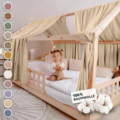 Produktbild von Hausbett Himmel 2er-Set aus 100% Musselin - für Kinderbett