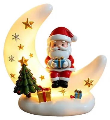Produktbild von Weihnachten deko, Weihnachtsmann Nachtlicht, Weihnachtsdeko Innen, USB Mondlampe, Warmweiß