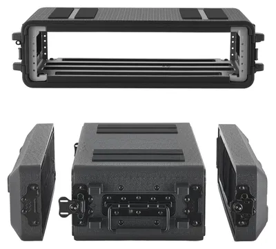 Zdjęcie produktu dla Walizka rackowa VEVOR 2U o głębokości 26 cm, walizka rackowa o głębokości wewnętrznej 22 cm, walizka transportowa do montażu w szafie rackowej z przegrodą na mikrofon, konstrukcja z polietylenu, wpuszczane zamki, przeznaczona do wzmacniaczy, procesorów i kontrolerów