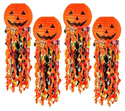 4 Halloween-Papierlampions, hängend, faltbar, für Innen & Außen