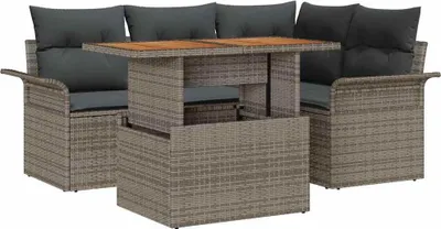 Obrázek produktu pro vidaXL Zahradní sedací souprava s úložným prostorem 5 ks Grey Poly Rattan