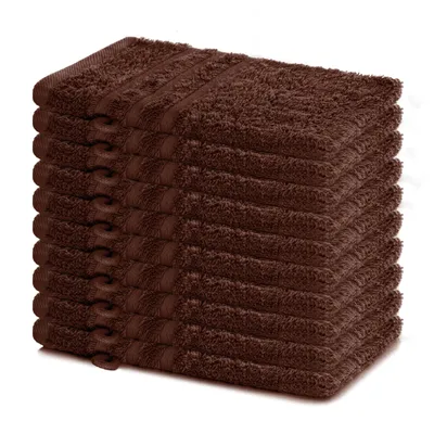 Produktbild von Lavea® 10er Set Waschhandschuh 15x21 cm – Waschhandschuhe aus 100% Baumwolle, weicher Frottee Waschlappen, – Frottierserie Elena – Kaffeebraun