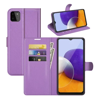 Image de Coque König Design compatible avec le Samsung Galaxy A22 5G, en simili cuir, pour téléphone portable - Étui de téléphone violet