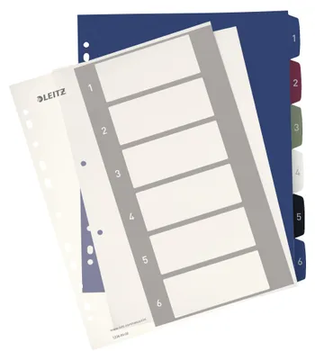 Zdjęcie produktu dla Leitz 12360000, Zakładka do kart numeryczna, Polipropylen (PP), Wielobarwny, Portret, A4 Maxi, 245 mm