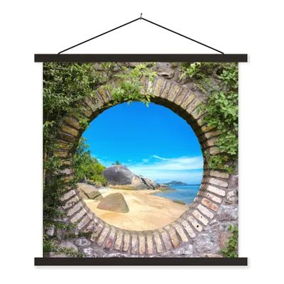Produktbild von MuchoWow® Textilposter Sommer - Strand - Aussicht - Tropisch 120x120 cm mit schwarzem Rahmen - Aufhängungsset