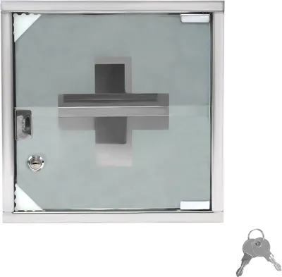 Produktbild von Apothekerschrank 1 Fächer Medizinschrank aus Edelstahl mit Gefrostet Glasmagnettür & 2 Schlüssel Medikamentenschrank abschließbar Hängend Arzneischrank, 30x12x30cm CEEDIR
