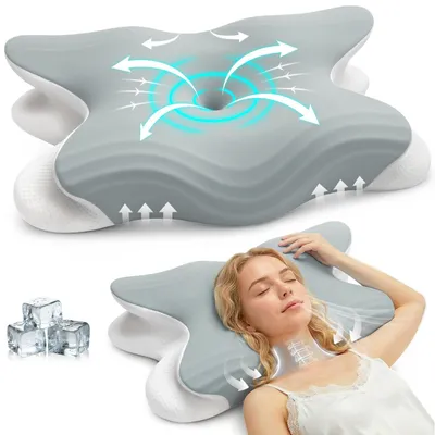 Imagen del producto de Solidchoice - Almohada cervical ergonómica de espuma viscoelástica, 11 cm x 13 cm, color gris
