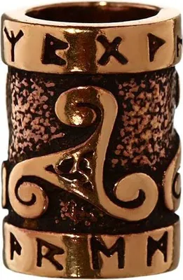 Produktbild von Haarschmuck Bartperle Triruna Triskel mit Runen Bronze Lockenperle 6414