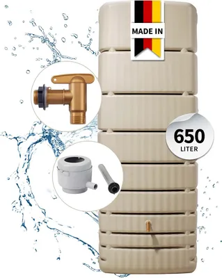 Produktbild von 4rain SLIM Wandtank 650 Liter sandbeige mit Füllautomat grau