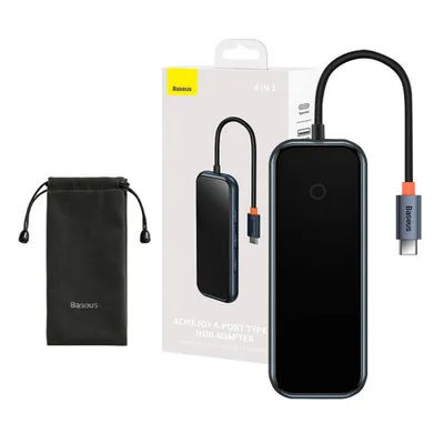 Zdjęcie produktu dla Baseus AcmeJoy HUB 4-portowy (USB-C do 1x USB-C PD&Data/3x USB3.0) ciemnoszary (WKJZ010013)