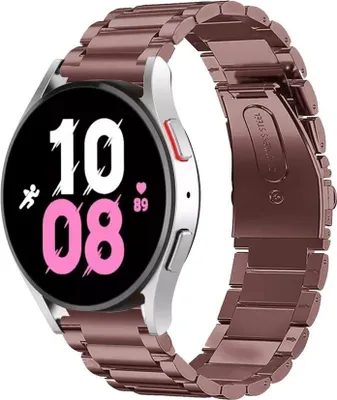 Produktbild von Strap-it Stahlarmband - Kompatibel mit Samsung Galaxy Watch 5 Armband 44mm Ersatzarmband Edelstahl - Faltschließe - Hochwertiges Material - für Samsung Galaxy Armband Braun