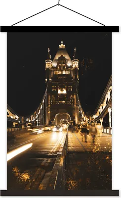 Produktbild von MuchoWow® Textilposter Gold - Brücke - Tower Bridge 40x60 cm mit schwarzem Rahmen - Wanddekorationen