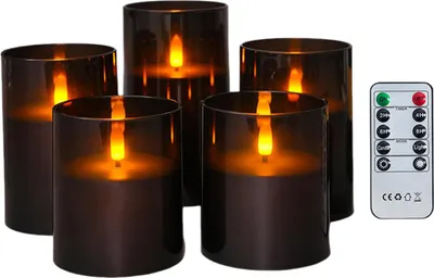 Produktbild von Flammenlose LED-Kerzen, batteriebetrieben, flackernde, künstliche elektrische Stumpenkerzen mit Fernbedienung für Hochzeiten, Feiertage und Heimdekoration